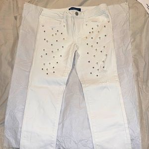 Girls size 10 white jeans , brand new with silver and white pearls